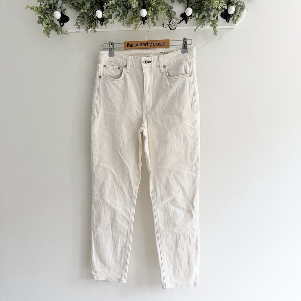 Rag & Bone Cream Straight Leg Jeans 28 preppy chic designer 4-6052